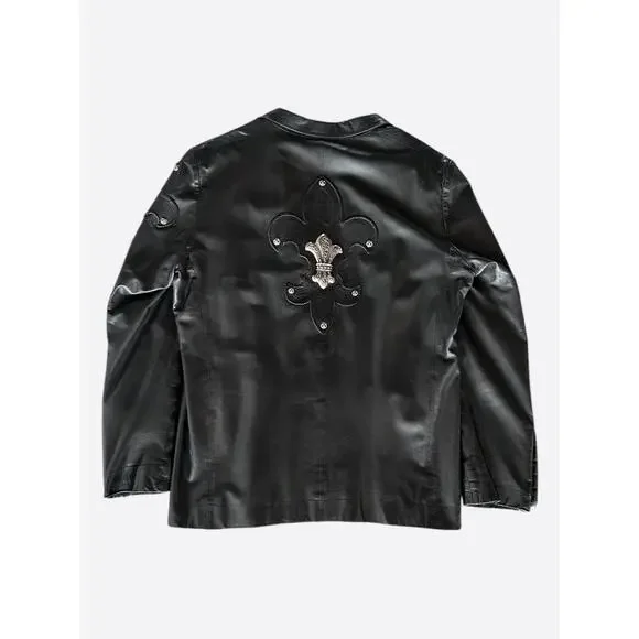 Chrome Hearts ブラックレザー パース クロムハーツチェンジパースリストレット1クロスパッチタイニー